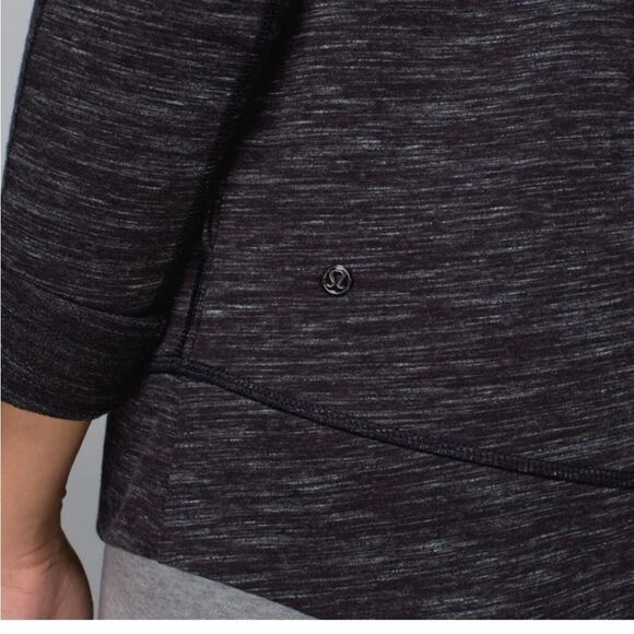 Lululemon Exhalation Pullover II Heathered Marled Black Size 8 Yoga - Picture 5 of 9